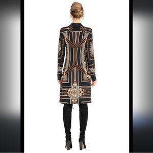 Eva Varro Animal Print Dress with Slits Elegant Geometric Patterned